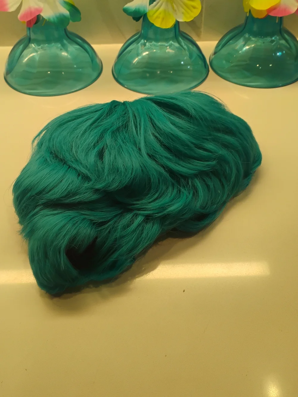 Vibrant Teal Short haircut Wig - Premium Synthetic Hair🍓🩵✨